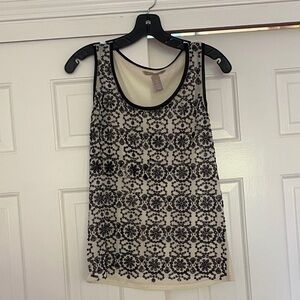 Banana Republic Black Floral Sequin Blouse size XS